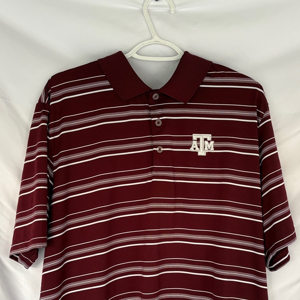 Adidas Texas A&M Aggies Maroon and White Striped Polo Shirt